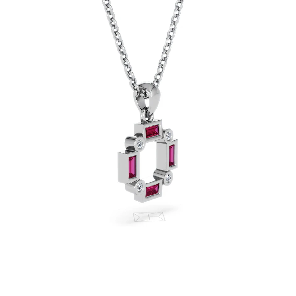 Forme 0.48ct Baguette Cut Lab Ruby Pendant Necklace in Sterling Silver