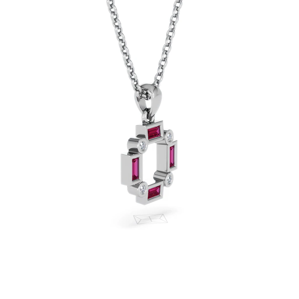 Forme 0.48ct Baguette Cut Lab Ruby Pendant Necklace in Sterling Silver