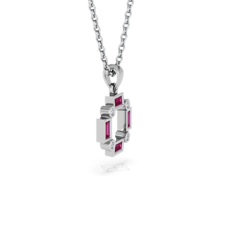 Forme 0.48ct Baguette Cut Lab Ruby Pendant Necklace in Sterling Silver