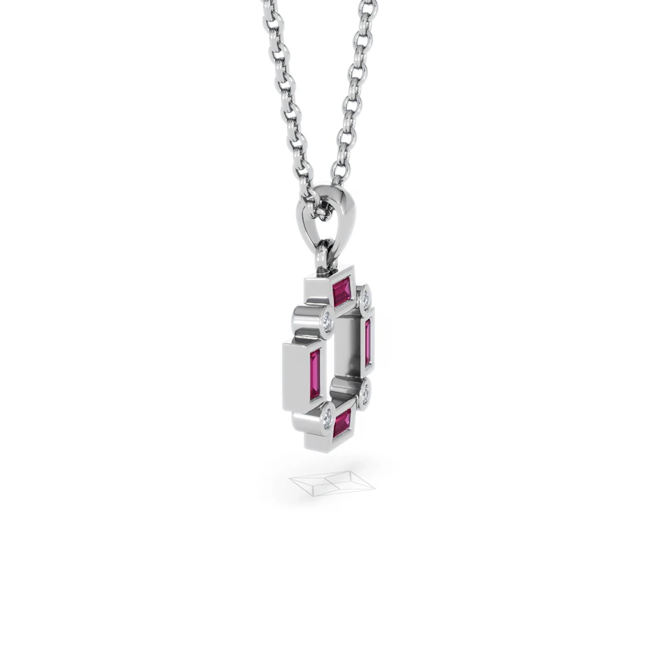 Forme 0.48ct Baguette Cut Lab Ruby Pendant Necklace in Sterling Silver