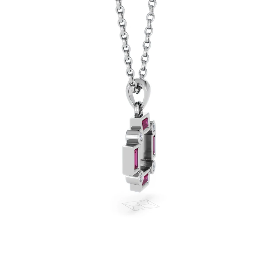 Forme 0.48ct Baguette Cut Lab Ruby Pendant Necklace in Sterling Silver