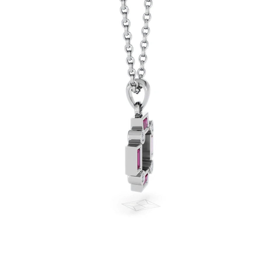 Forme 0.48ct Baguette Cut Lab Ruby Pendant Necklace in Sterling Silver