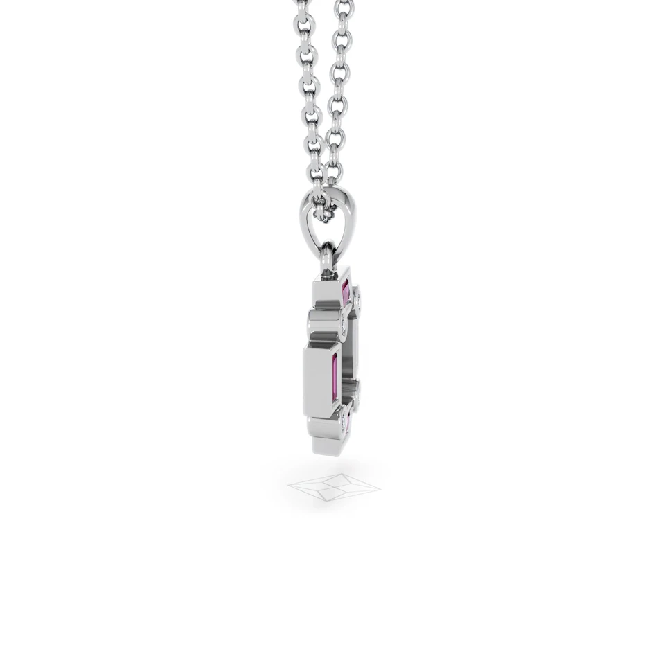 Forme 0.48ct Baguette Cut Lab Ruby Pendant Necklace in Sterling Silver