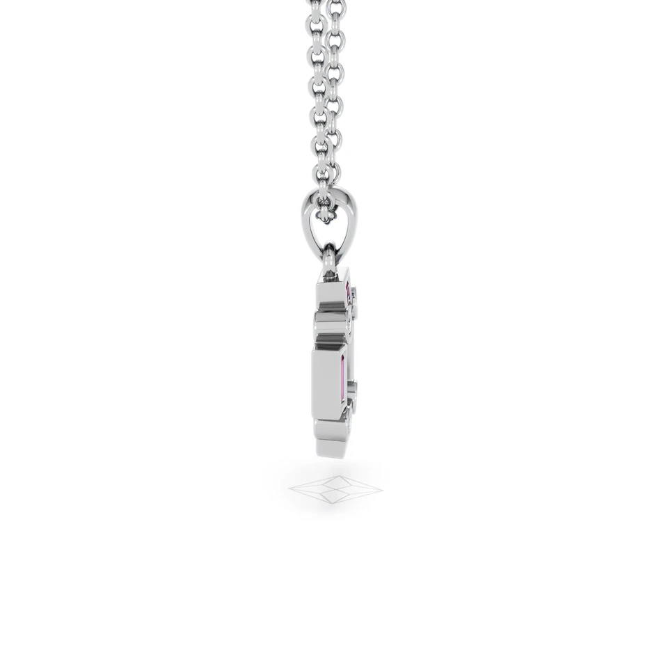 Forme 0.48ct Baguette Cut Lab Ruby Pendant Necklace in Sterling Silver