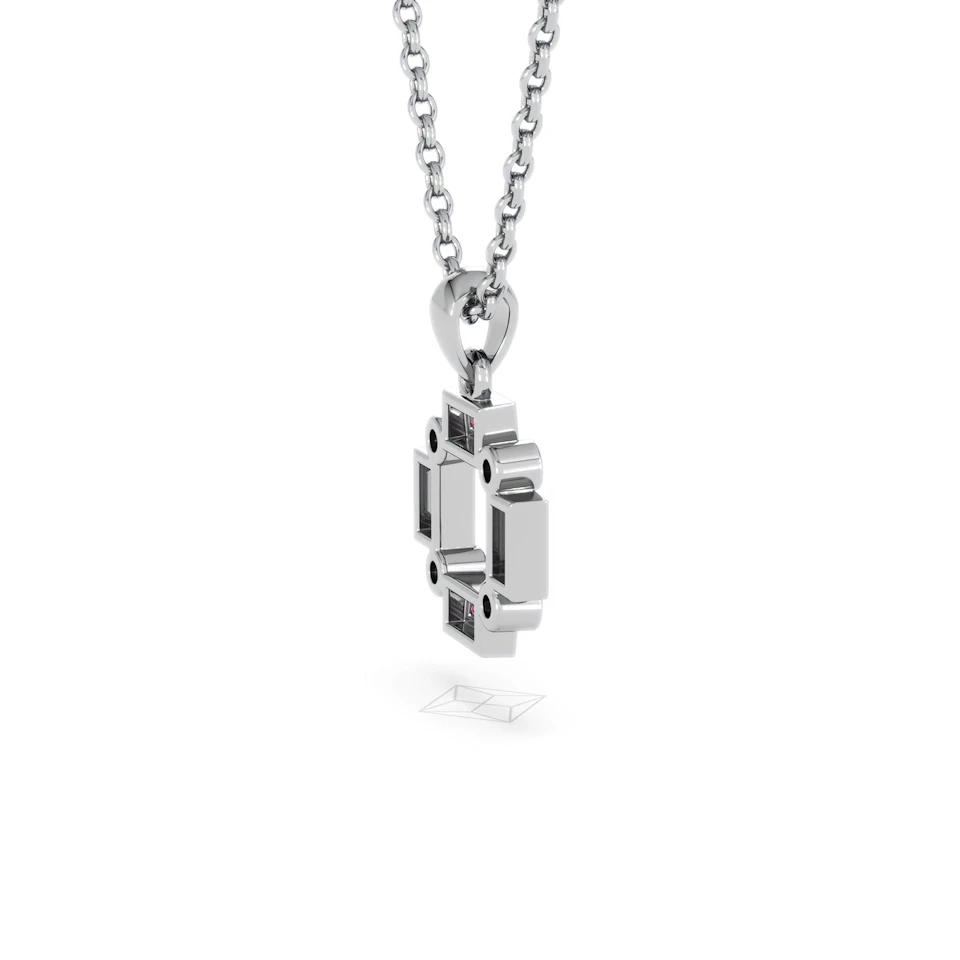 Forme 0.48ct Baguette Cut Lab Ruby Pendant Necklace in Sterling Silver