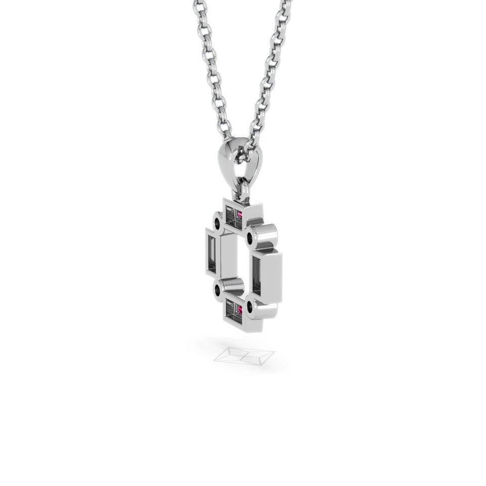 Forme 0.48ct Baguette Cut Lab Ruby Pendant Necklace in Sterling Silver