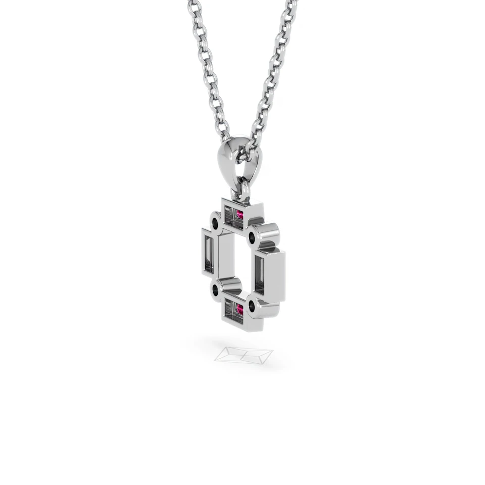 Forme 0.48ct Baguette Cut Lab Ruby Pendant Necklace in Sterling Silver