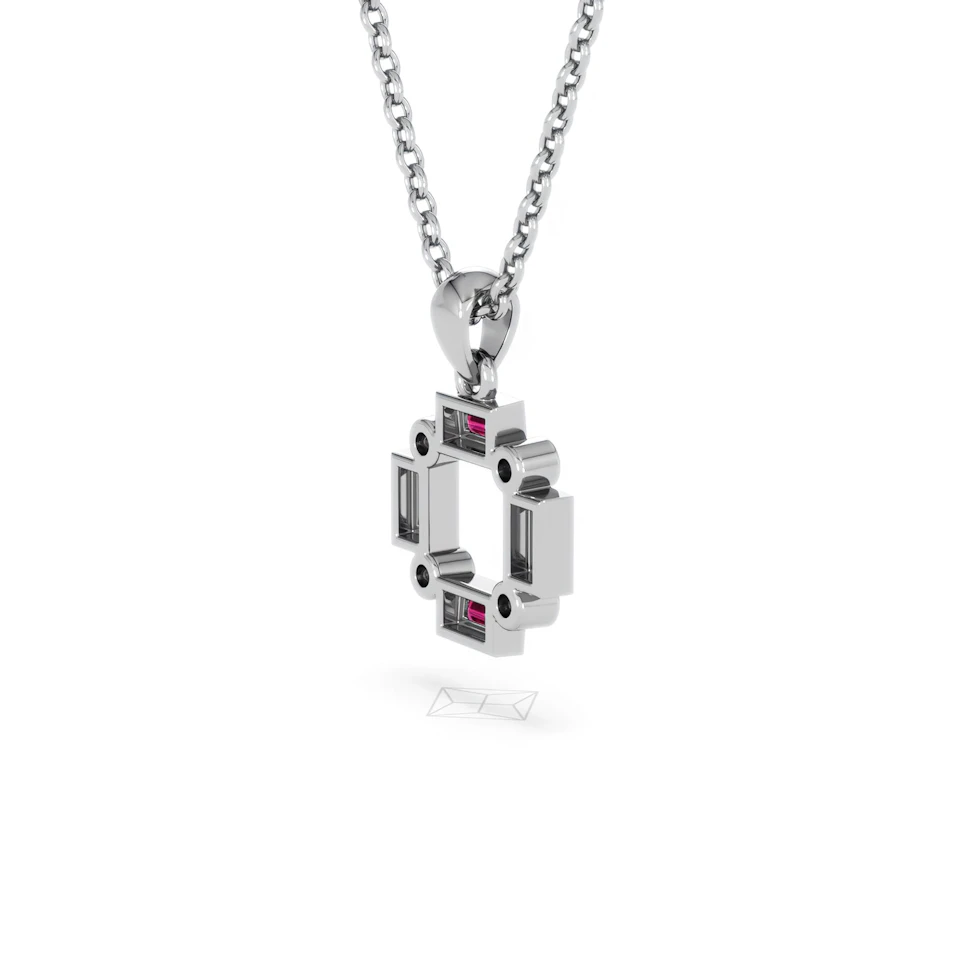 Forme 0.48ct Baguette Cut Lab Ruby Pendant Necklace in Sterling Silver
