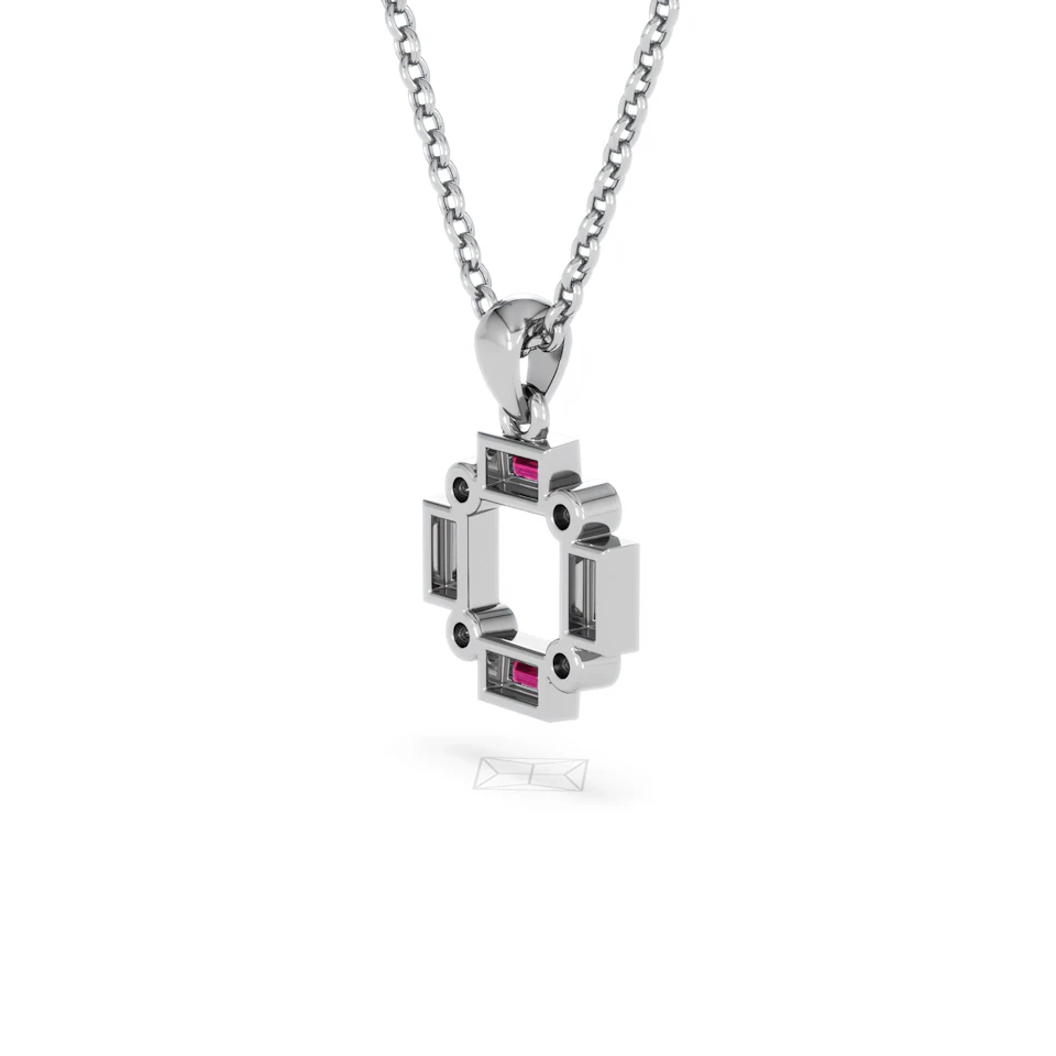 Forme 0.48ct Baguette Cut Lab Ruby Pendant Necklace in Sterling Silver
