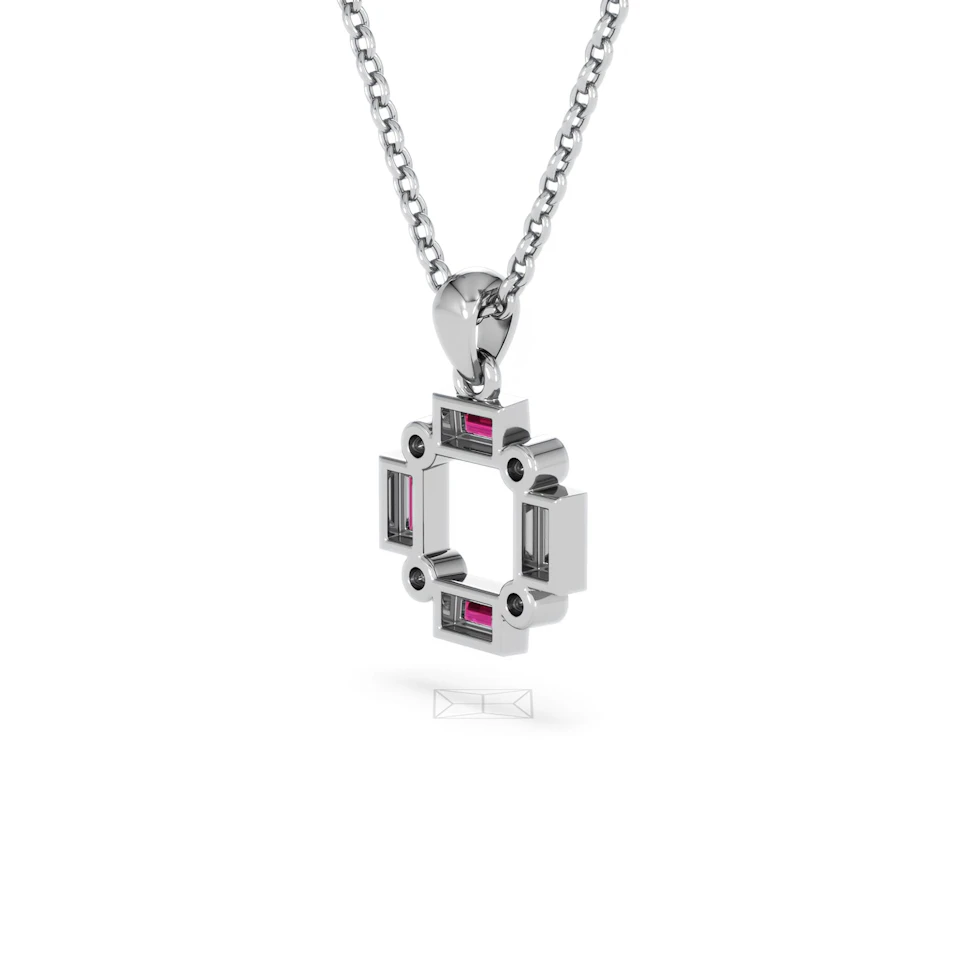 Forme 0.48ct Baguette Cut Lab Ruby Pendant Necklace in Sterling Silver