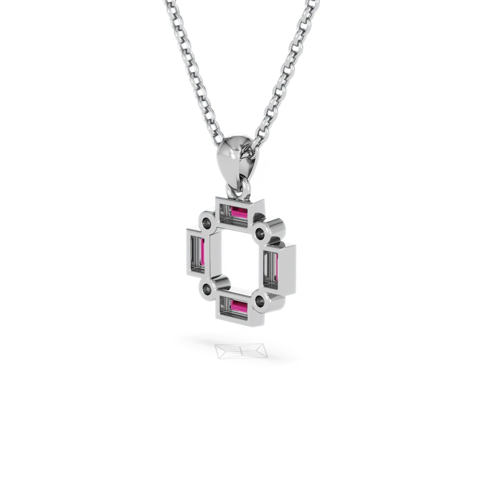 Forme 0.48ct Baguette Cut Lab Ruby Pendant Necklace in Sterling Silver