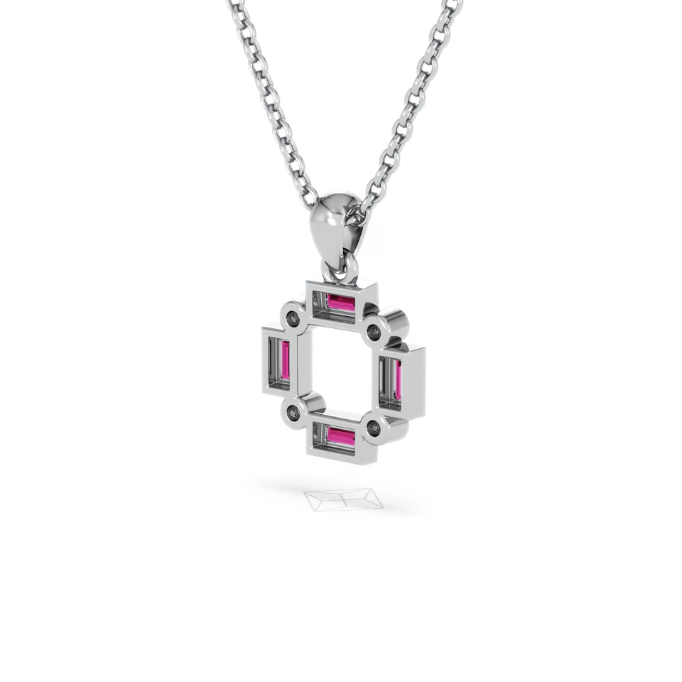 Forme 0.48ct Baguette Cut Lab Ruby Pendant Necklace in Sterling Silver