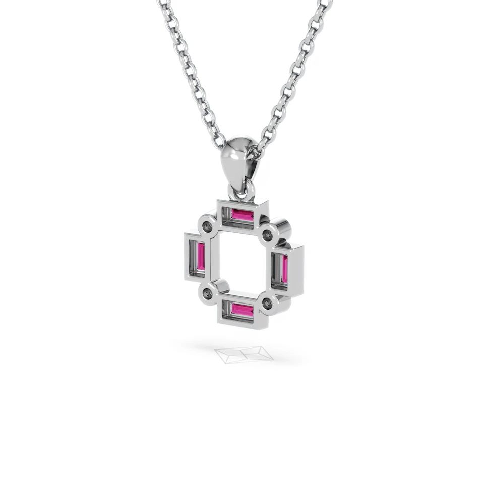 Forme 0.48ct Baguette Cut Lab Ruby Pendant Necklace in Sterling Silver