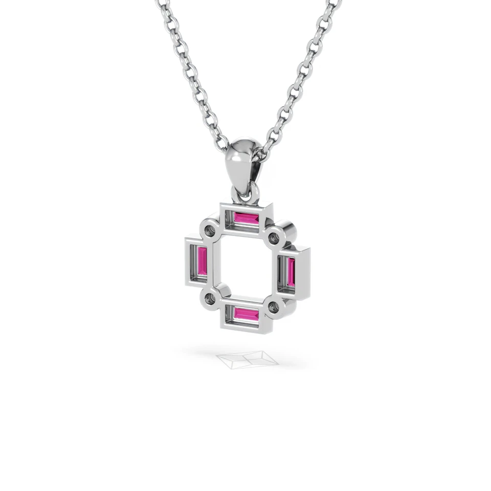 Forme 0.48ct Baguette Cut Lab Ruby Pendant Necklace in Sterling Silver