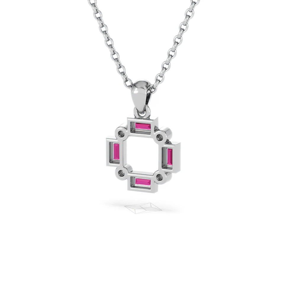 Forme 0.48ct Baguette Cut Lab Ruby Pendant Necklace in Sterling Silver