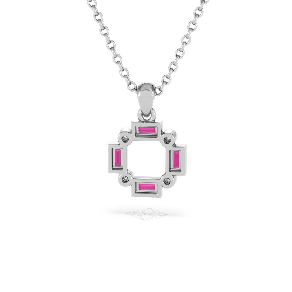 Forme 0.48ct Baguette Cut Lab Ruby Pendant Necklace in Sterling Silver