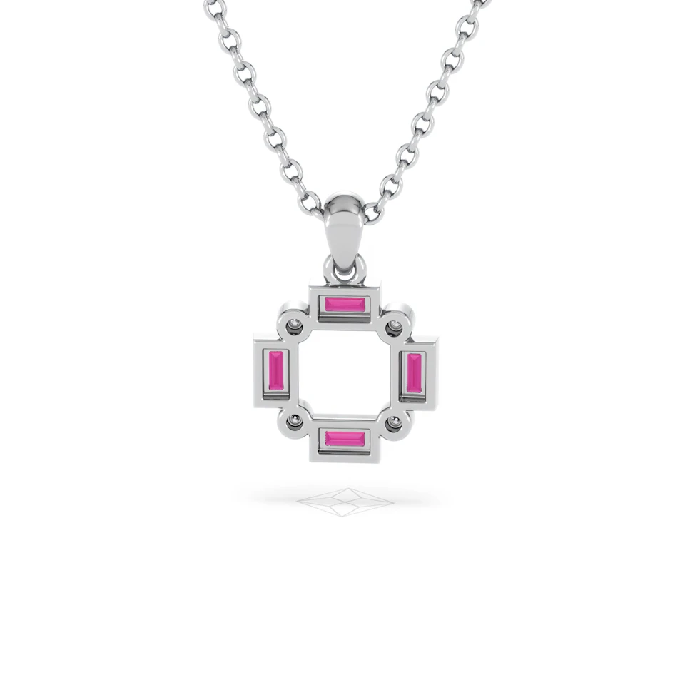 Forme 0.48ct Baguette Cut Lab Ruby Pendant Necklace in Sterling Silver