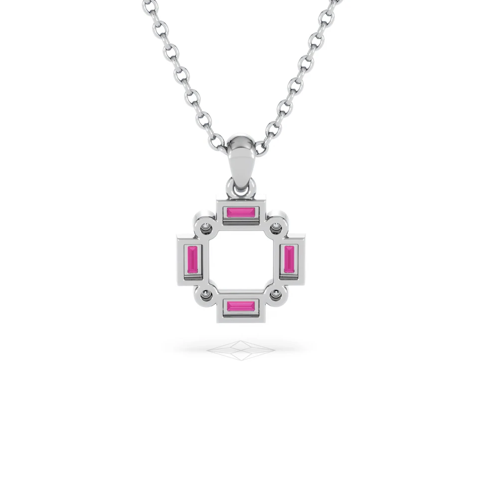 Forme 0.48ct Baguette Cut Lab Ruby Pendant Necklace in Sterling Silver