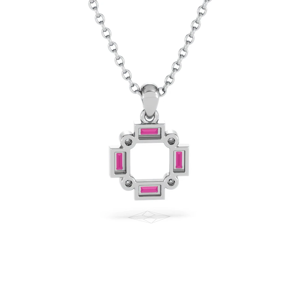 Forme 0.48ct Baguette Cut Lab Ruby Pendant Necklace in Sterling Silver