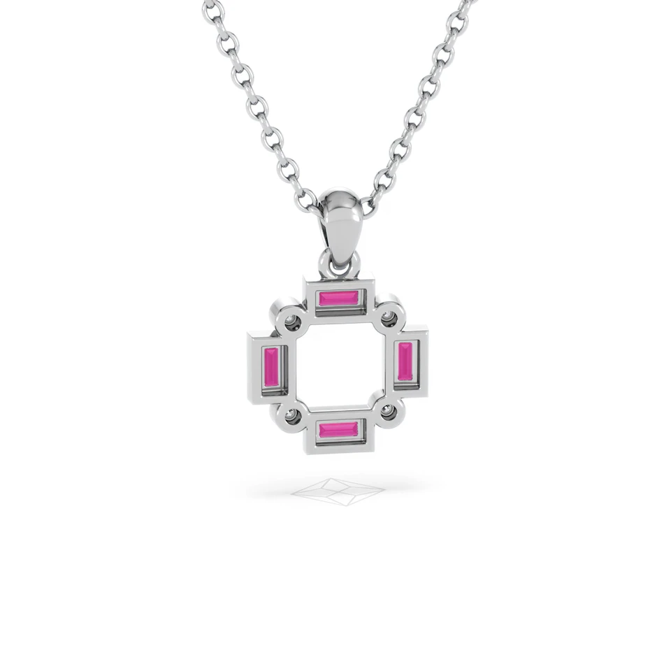 Forme 0.48ct Baguette Cut Lab Ruby Pendant Necklace in Sterling Silver
