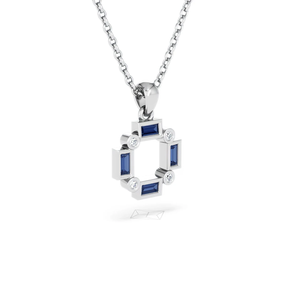 Forme 0.40ct Baguette Cut Lab Sapphire Pendant Necklace in Sterling Silver