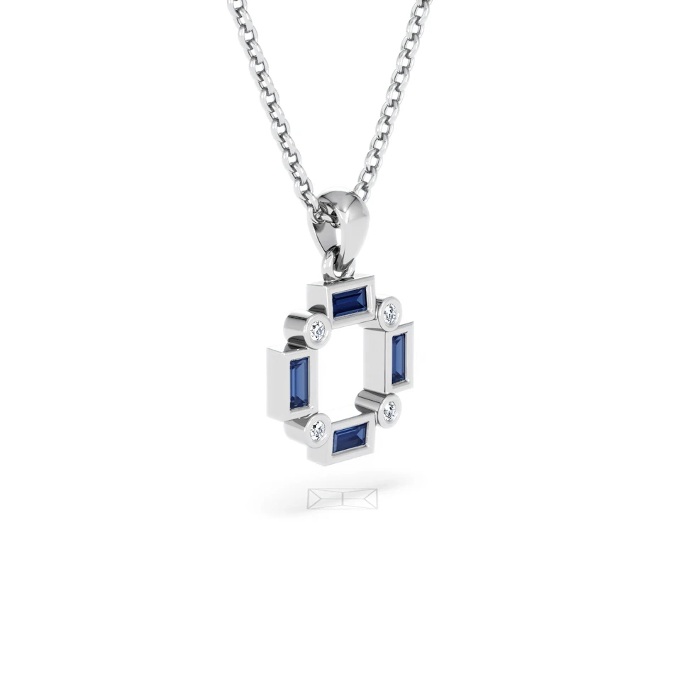 Forme 0.40ct Baguette Cut Lab Sapphire Pendant Necklace in Sterling Silver