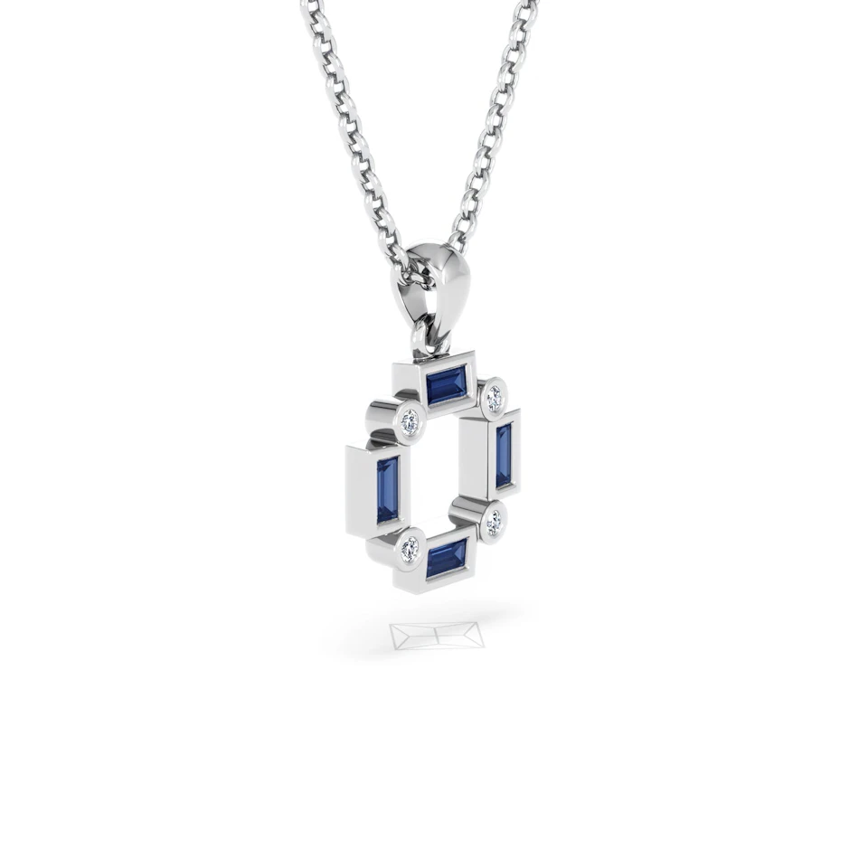Forme 0.40ct Baguette Cut Lab Sapphire Pendant Necklace in Sterling Silver