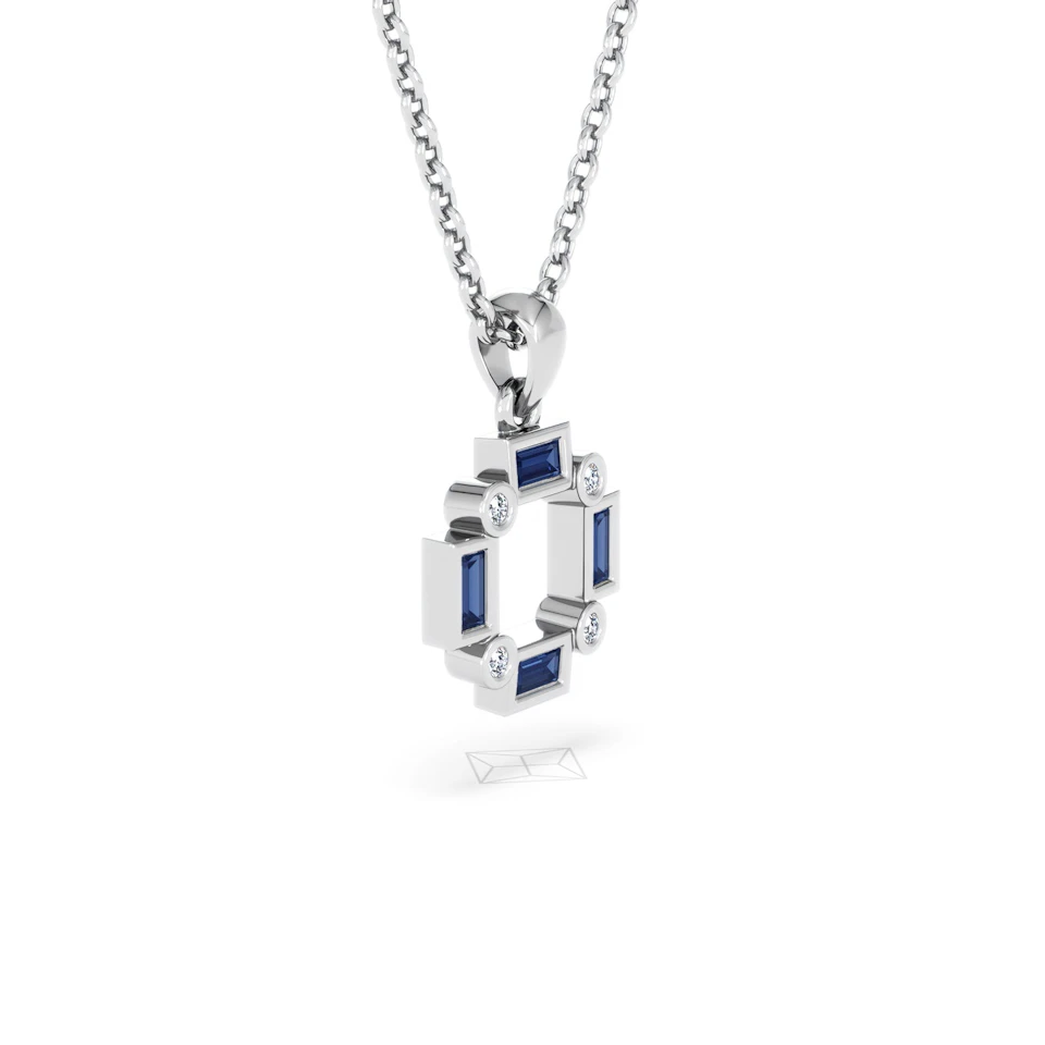 Forme 0.40ct Baguette Cut Lab Sapphire Pendant Necklace in Sterling Silver
