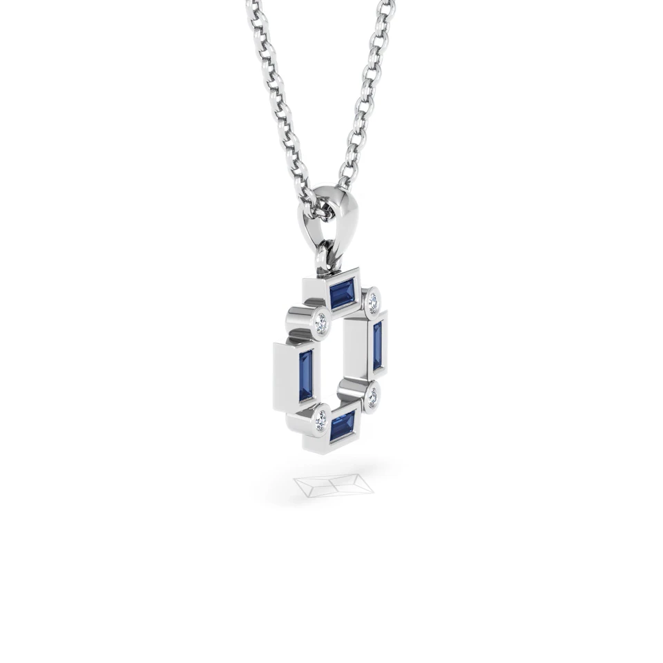 Forme 0.40ct Baguette Cut Lab Sapphire Pendant Necklace in Sterling Silver