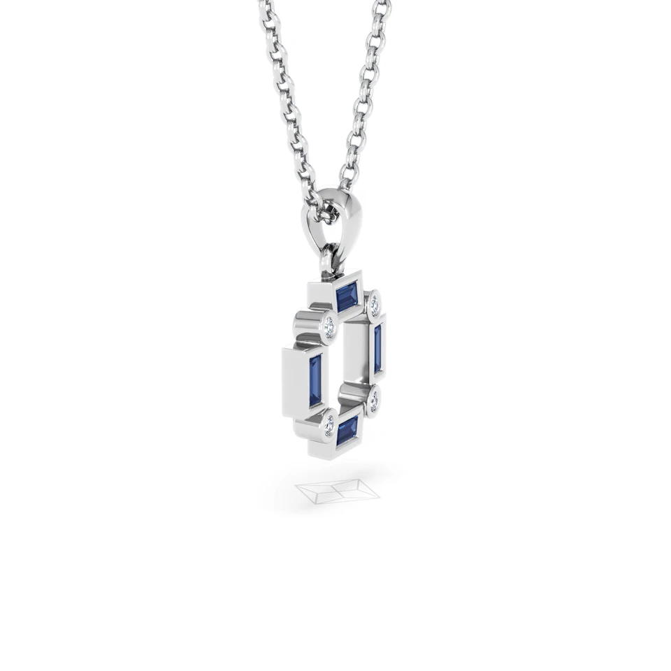 Forme 0.40ct Baguette Cut Lab Sapphire Pendant Necklace in Sterling Silver