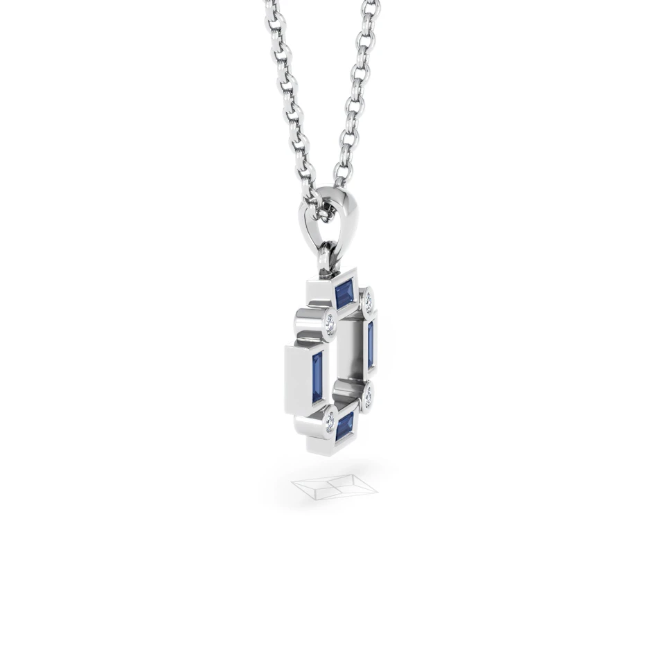 Forme 0.40ct Baguette Cut Lab Sapphire Pendant Necklace in Sterling Silver