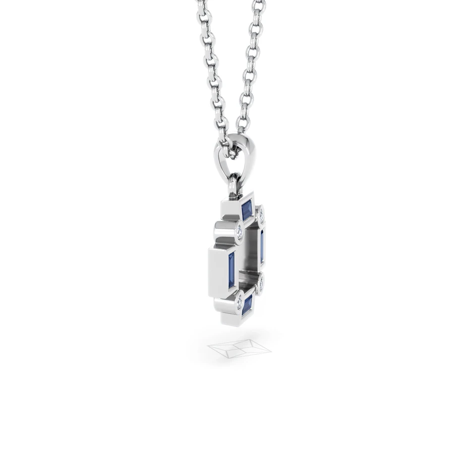 Forme 0.40ct Baguette Cut Lab Sapphire Pendant Necklace in Sterling Silver