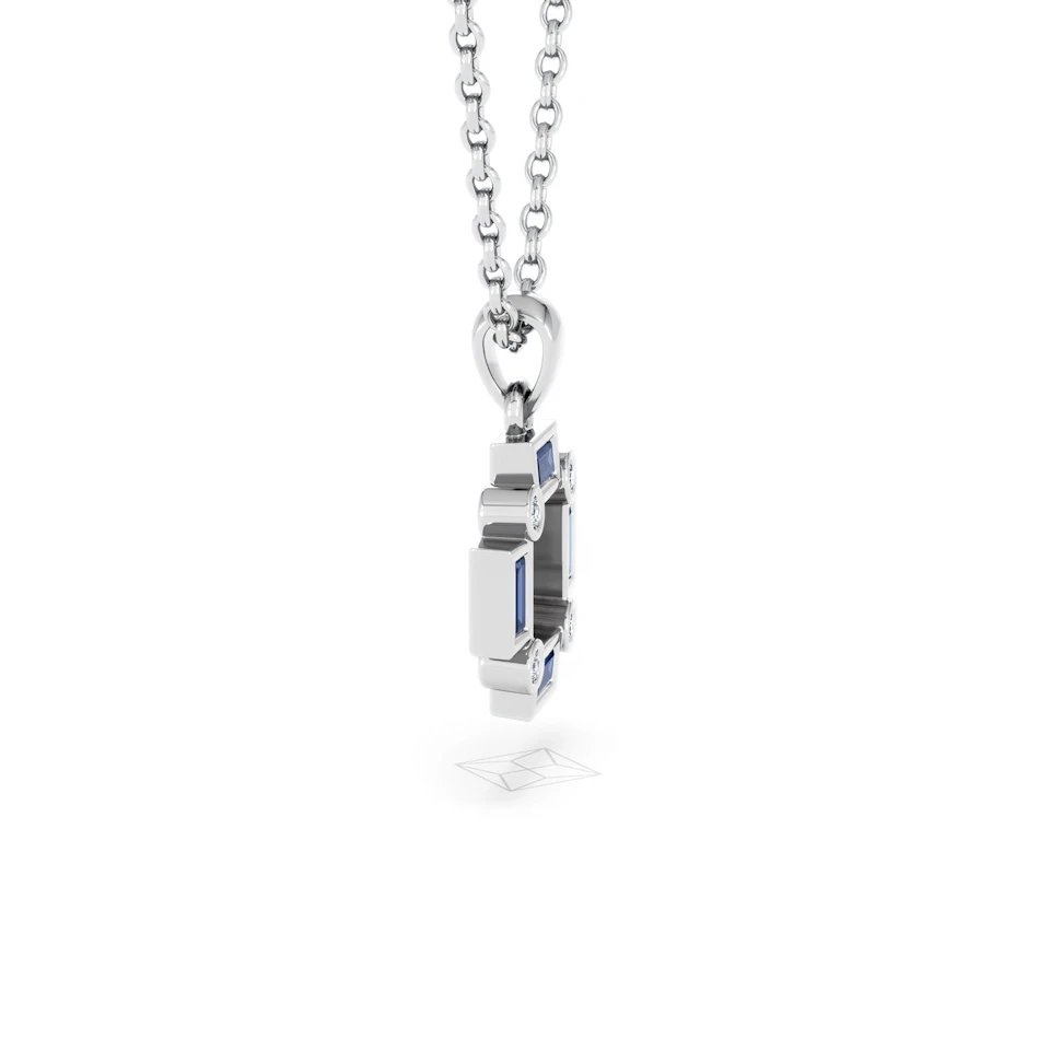 Forme 0.40ct Baguette Cut Lab Sapphire Pendant Necklace in Sterling Silver