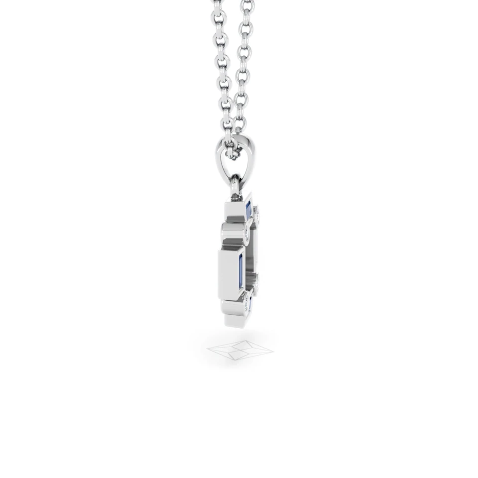 Forme 0.40ct Baguette Cut Lab Sapphire Pendant Necklace in Sterling Silver