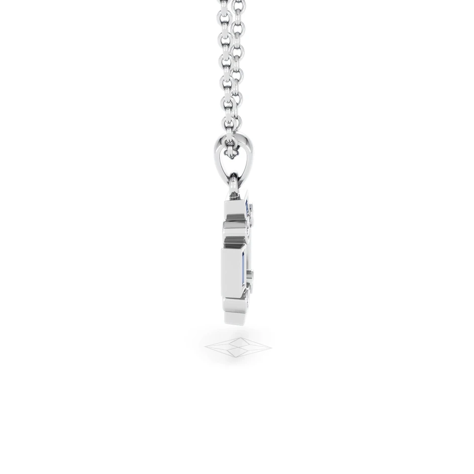 Forme 0.40ct Baguette Cut Lab Sapphire Pendant Necklace in Sterling Silver