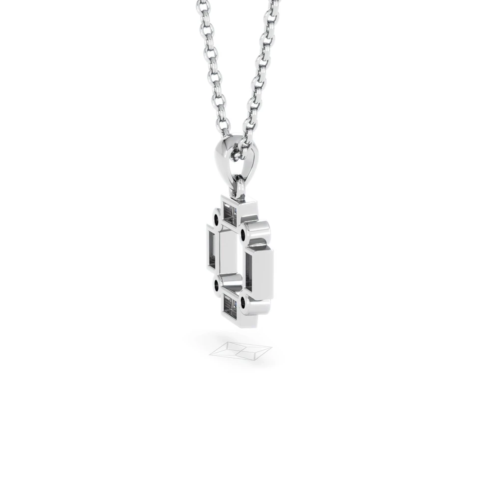 Forme 0.40ct Baguette Cut Lab Sapphire Pendant Necklace in Sterling Silver