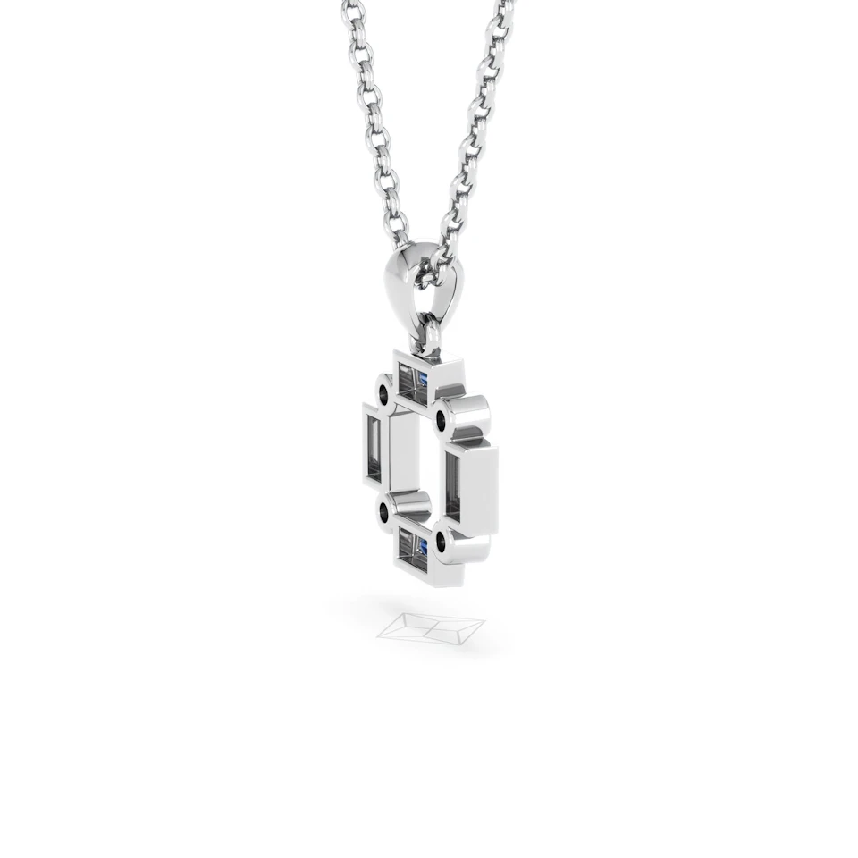 Forme 0.40ct Baguette Cut Lab Sapphire Pendant Necklace in Sterling Silver