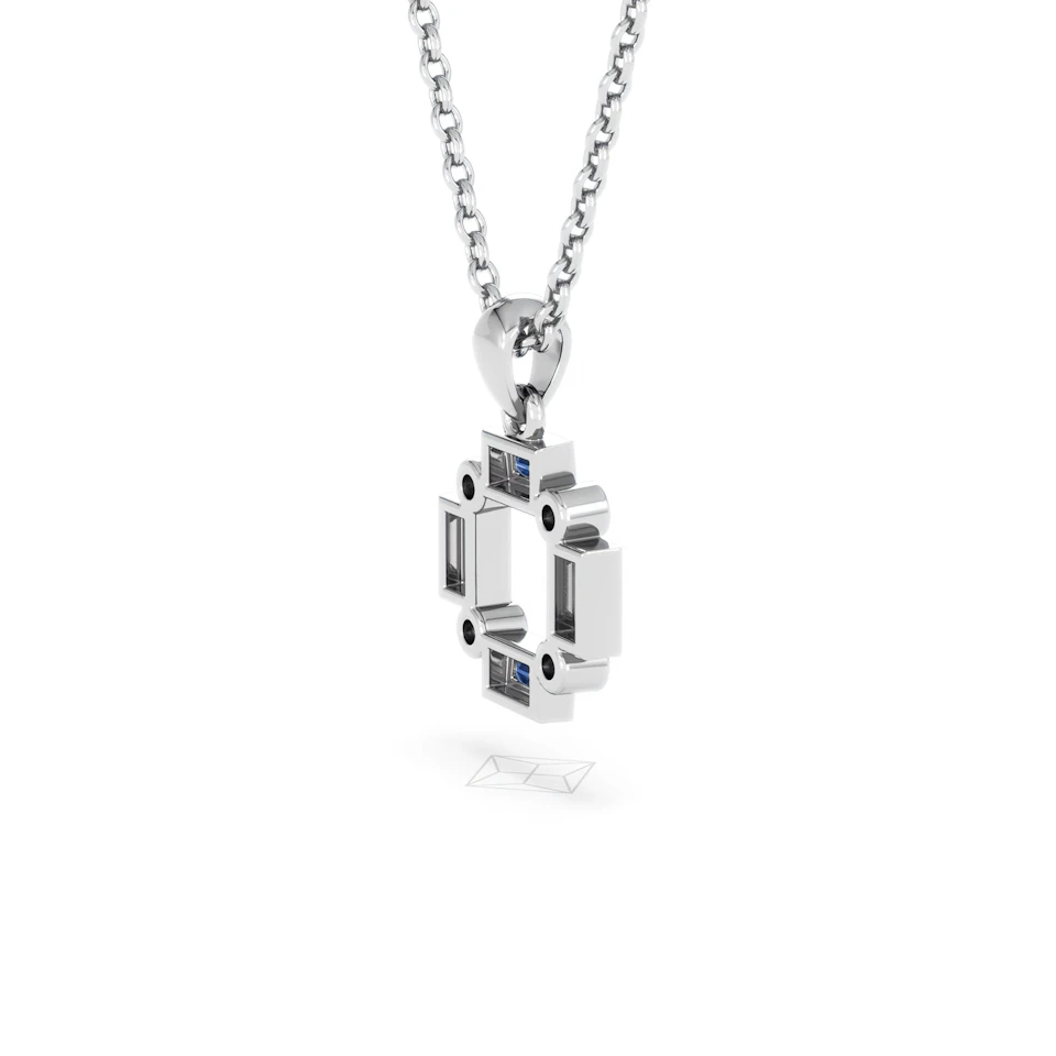 Forme 0.40ct Baguette Cut Lab Sapphire Pendant Necklace in Sterling Silver