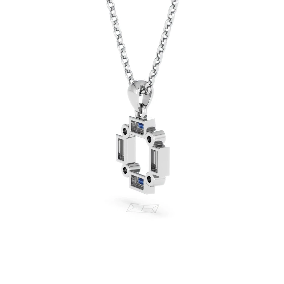 Forme 0.40ct Baguette Cut Lab Sapphire Pendant Necklace in Sterling Silver