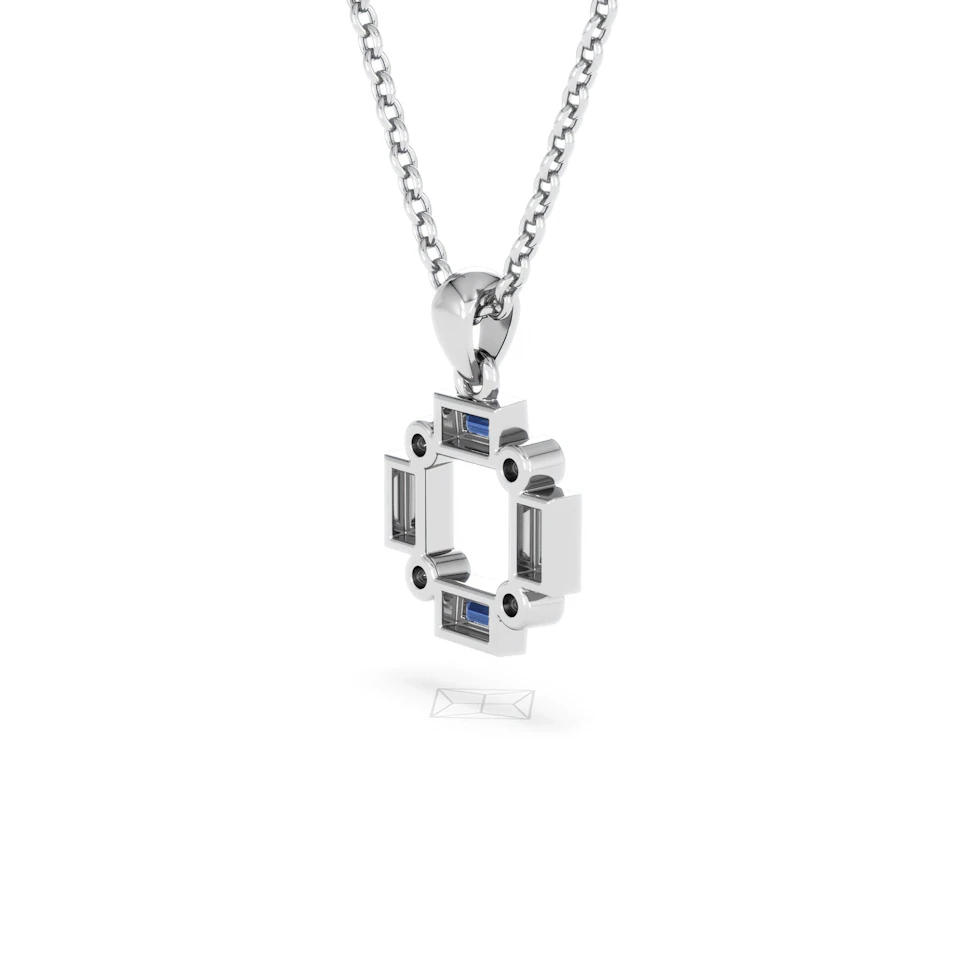 Forme 0.40ct Baguette Cut Lab Sapphire Pendant Necklace in Sterling Silver