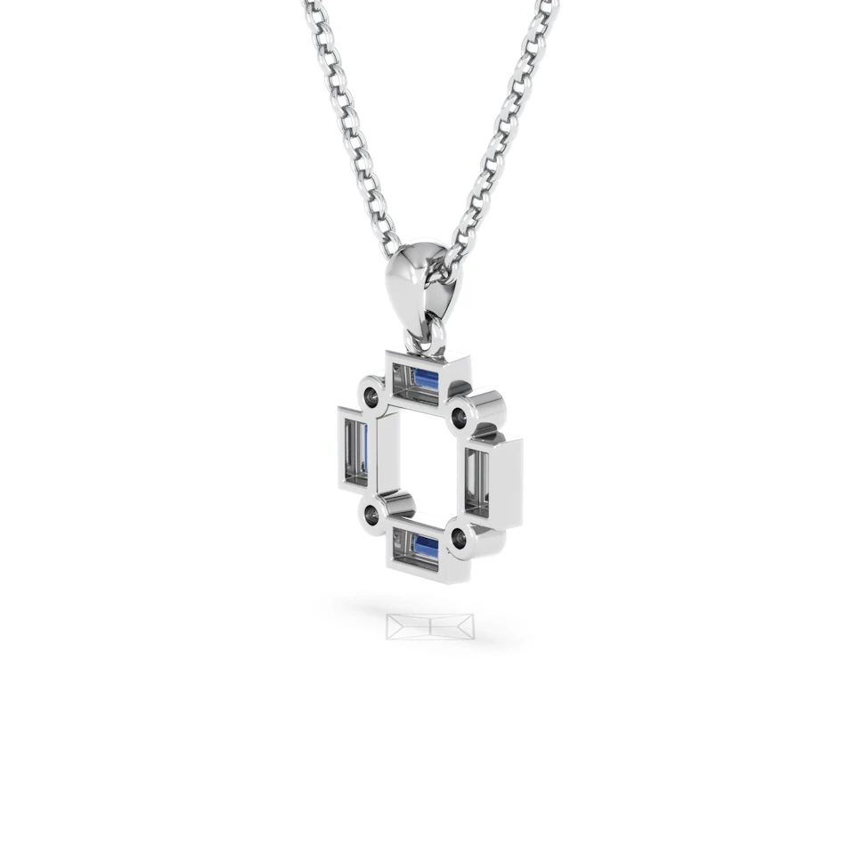 Forme 0.40ct Baguette Cut Lab Sapphire Pendant Necklace in Sterling Silver