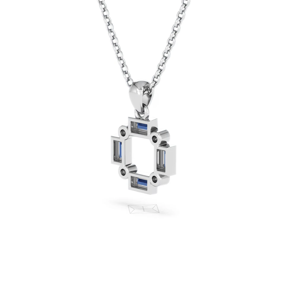 Forme 0.40ct Baguette Cut Lab Sapphire Pendant Necklace in Sterling Silver