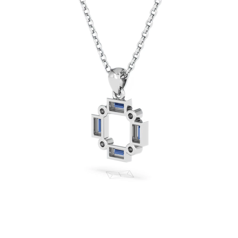 Forme 0.40ct Baguette Cut Lab Sapphire Pendant Necklace in Sterling Silver