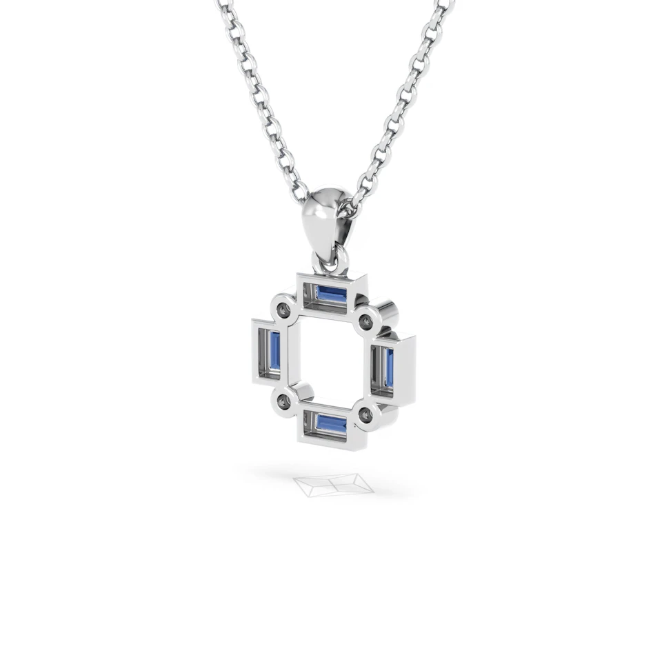 Forme 0.40ct Baguette Cut Lab Sapphire Pendant Necklace in Sterling Silver