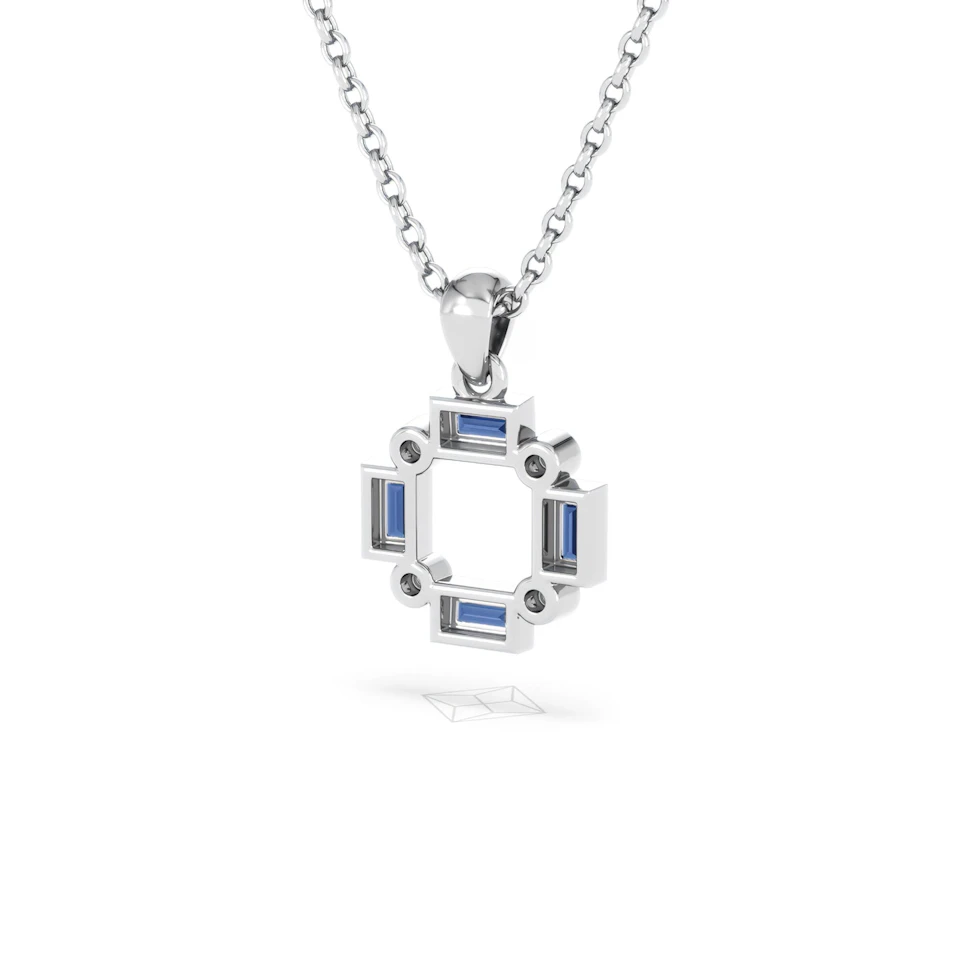 Forme 0.40ct Baguette Cut Lab Sapphire Pendant Necklace in Sterling Silver
