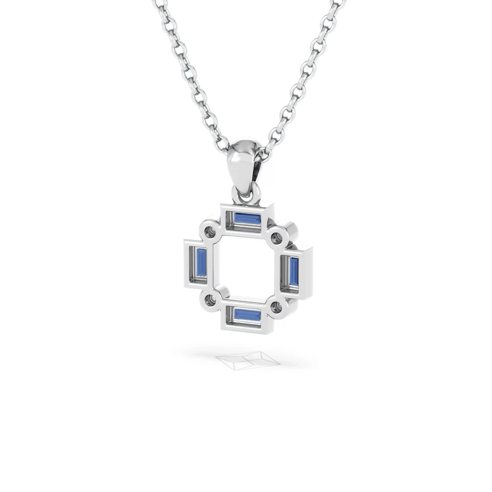 Forme 0.40ct Baguette Cut Lab Sapphire Pendant Necklace in Sterling Silver