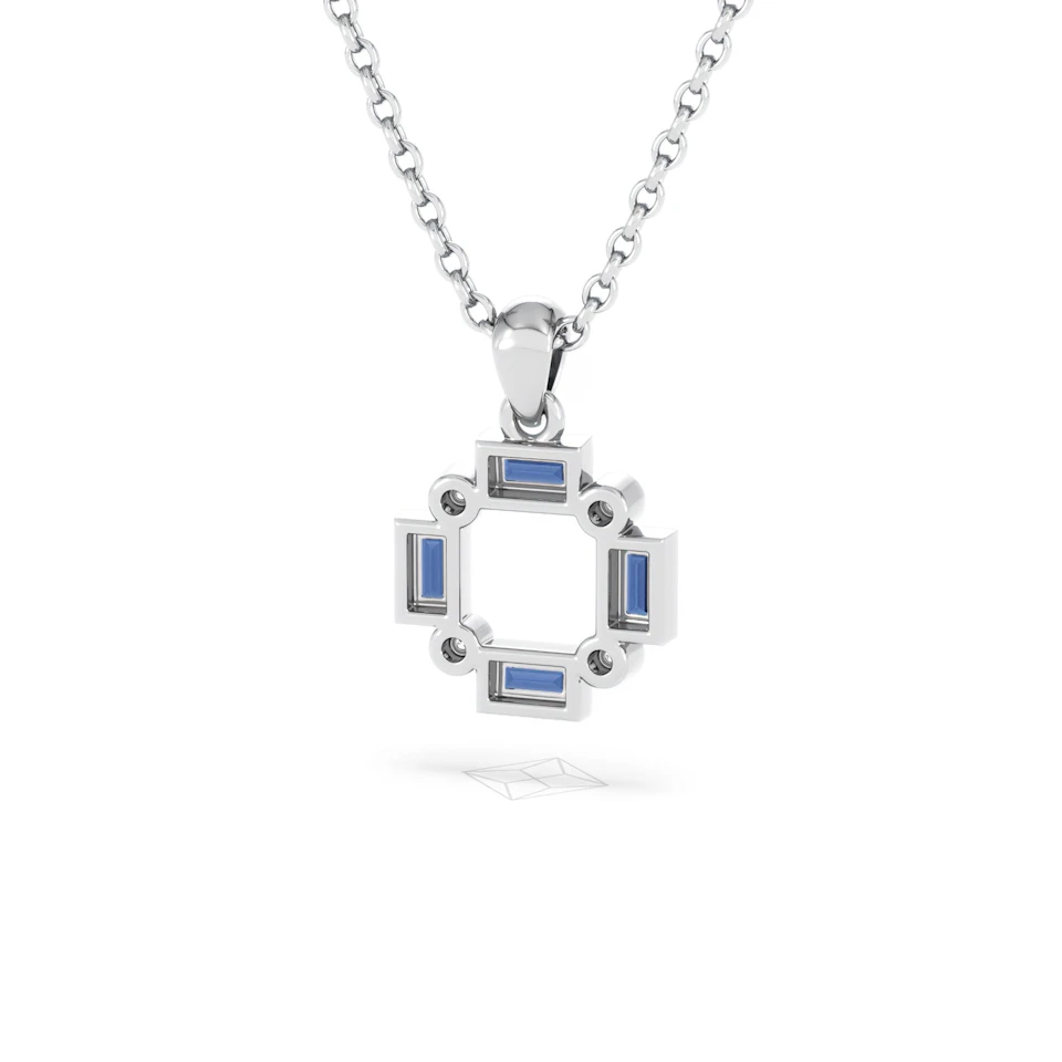 Forme 0.40ct Baguette Cut Lab Sapphire Pendant Necklace in Sterling Silver
