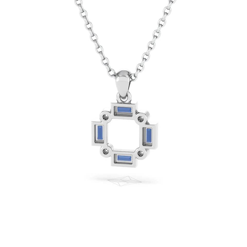 Forme 0.40ct Baguette Cut Lab Sapphire Pendant Necklace in Sterling Silver