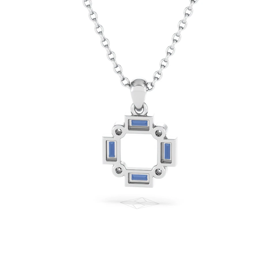 Forme 0.40ct Baguette Cut Lab Sapphire Pendant Necklace in Sterling Silver