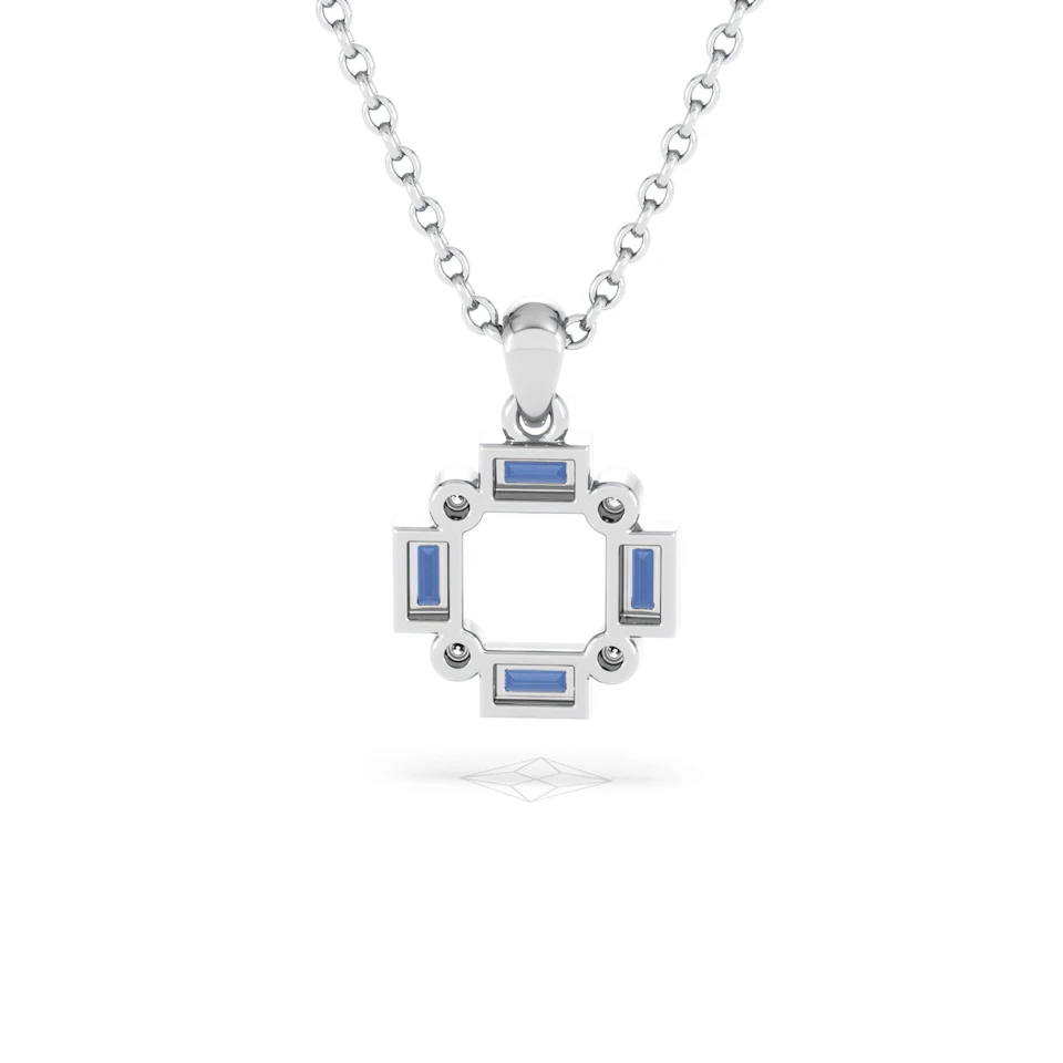 Forme 0.40ct Baguette Cut Lab Sapphire Pendant Necklace in Sterling Silver